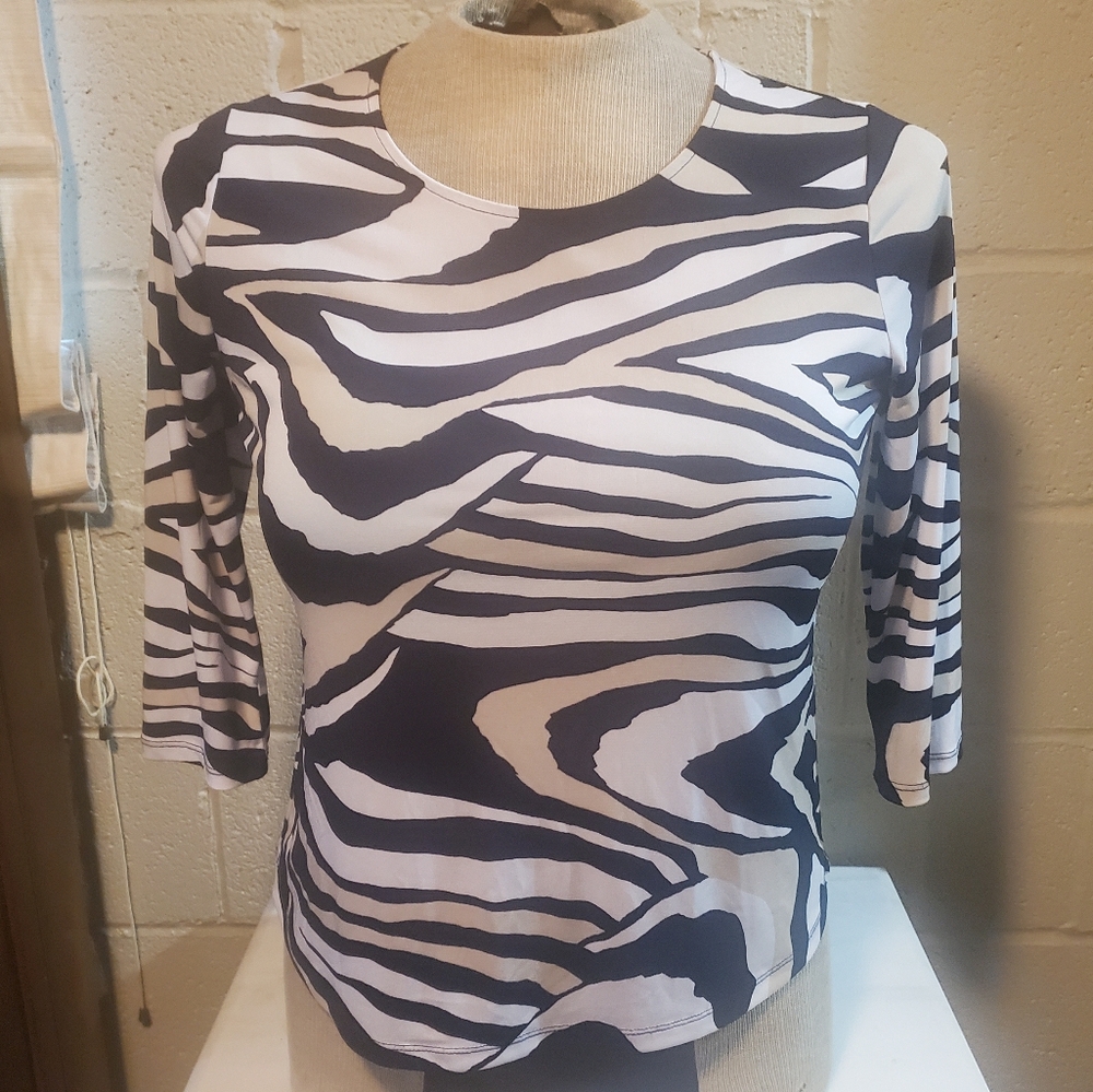 Chico's Zebra Stripe Blouse in Black and White